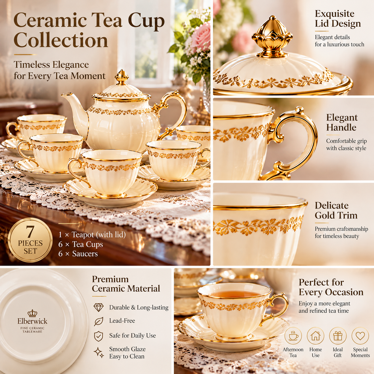 Elberwick™ Ceramic Tea Cup Collection